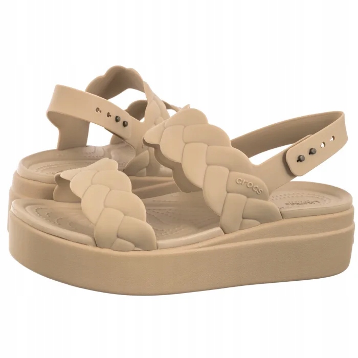 Dámské sandály na platformě Crocs Brooklyn Woven 209977 Béžová
