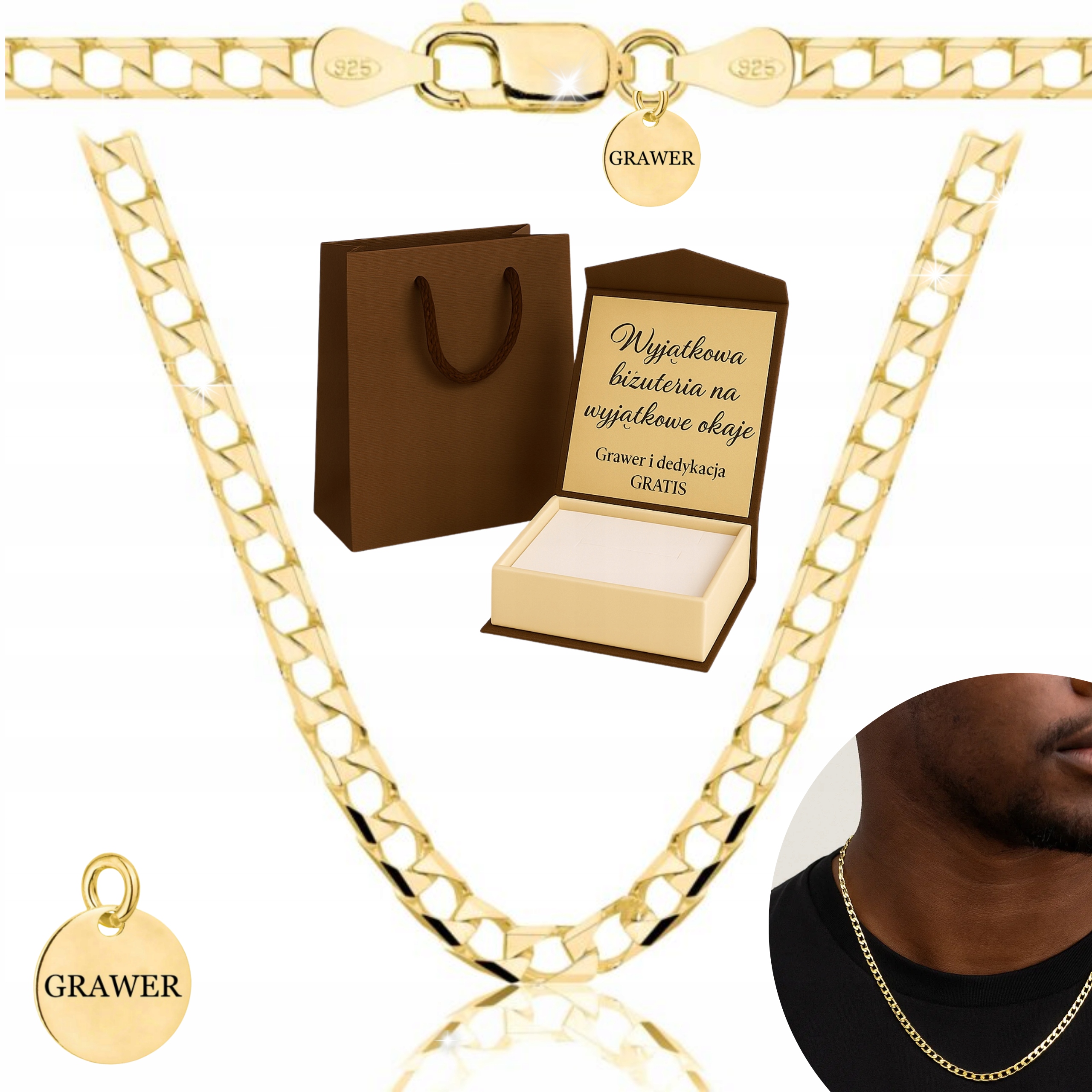 Pánský Zlatý Řetízek Cabana Ryzost 925 585 4 MM Kubánská Vlákna Gravírování