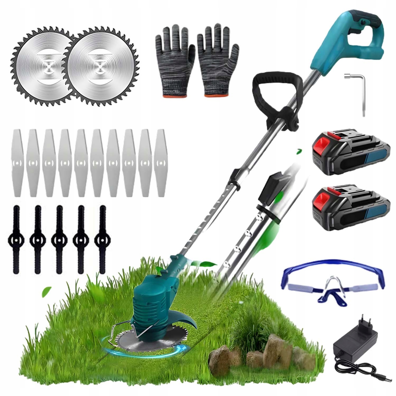 Podkaszarka Akumulatorowa Do Trawy Teleskopowa Kosiarka 2XAKU Zestaw 650W