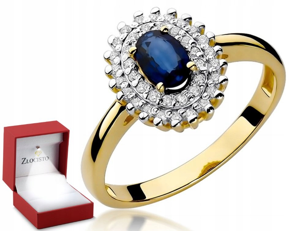 Zlatý Prstýnek Safír Brilianty Gravírování Bonus
