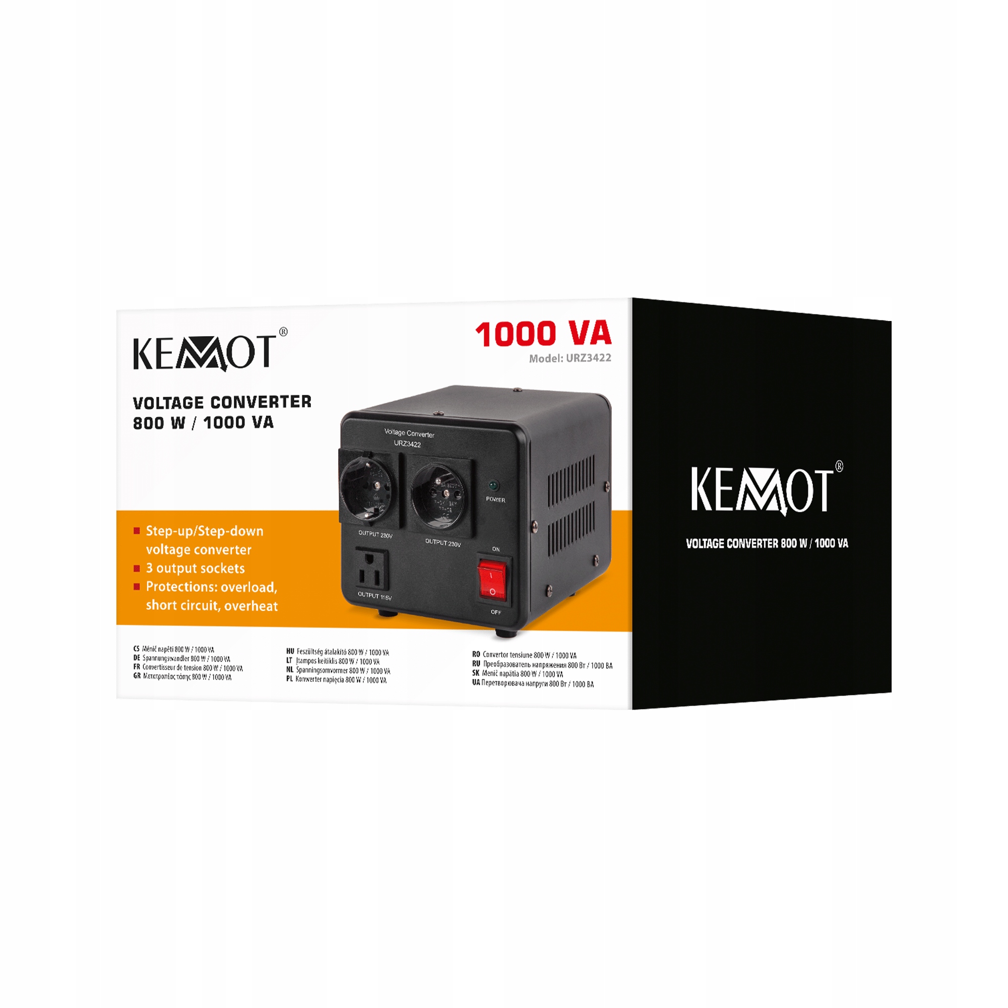 KONWERTER PRZETWORNICA NAPIĘCIA 110V <-> 230V 800W Marka Kemot