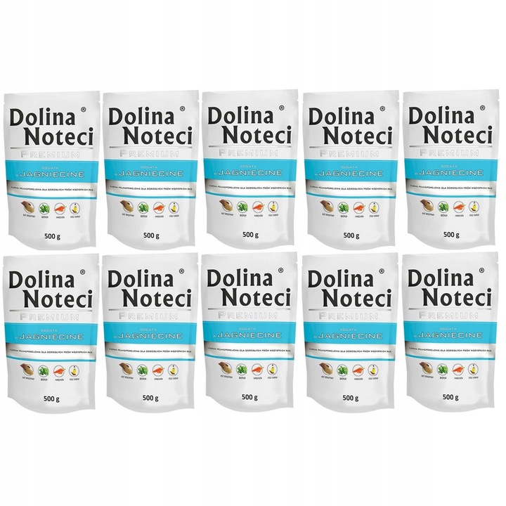 Levně Vlhké Krmivo pro psa Dolina Noteci Premium Jehněčí 10x500g Bezobilné