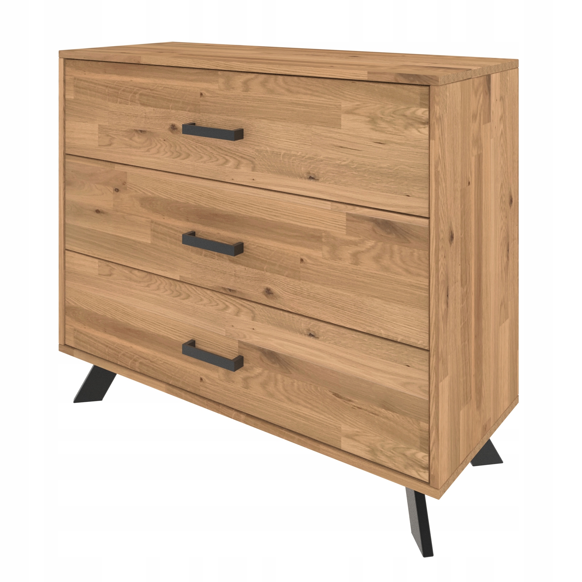 Dubová loftová komoda se zásuvkami a kovovými nohami Toledo 85x60x40 cm