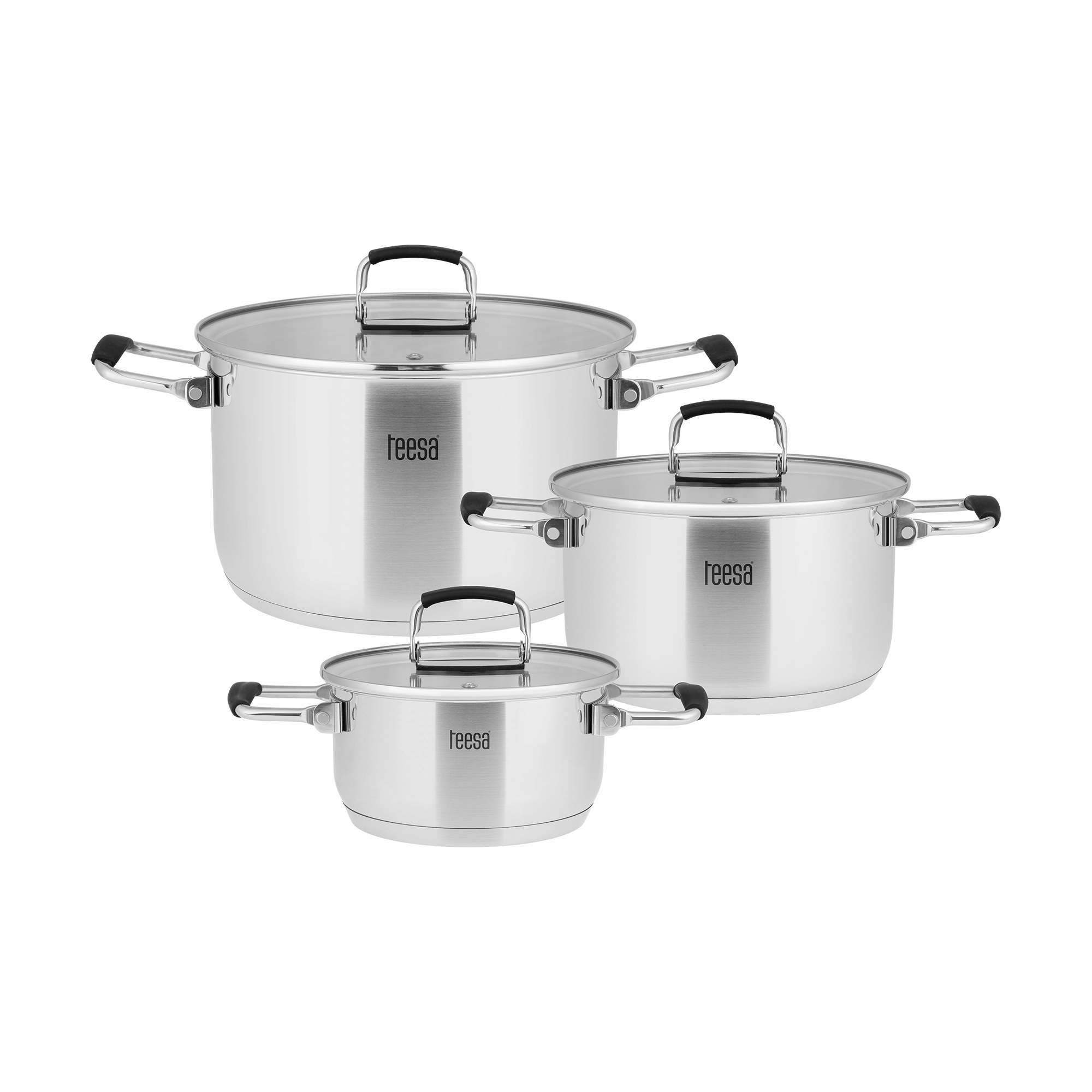 Sada hrnců Teesa 6 dílů nerezová ocel tvrzené sklo Indukce