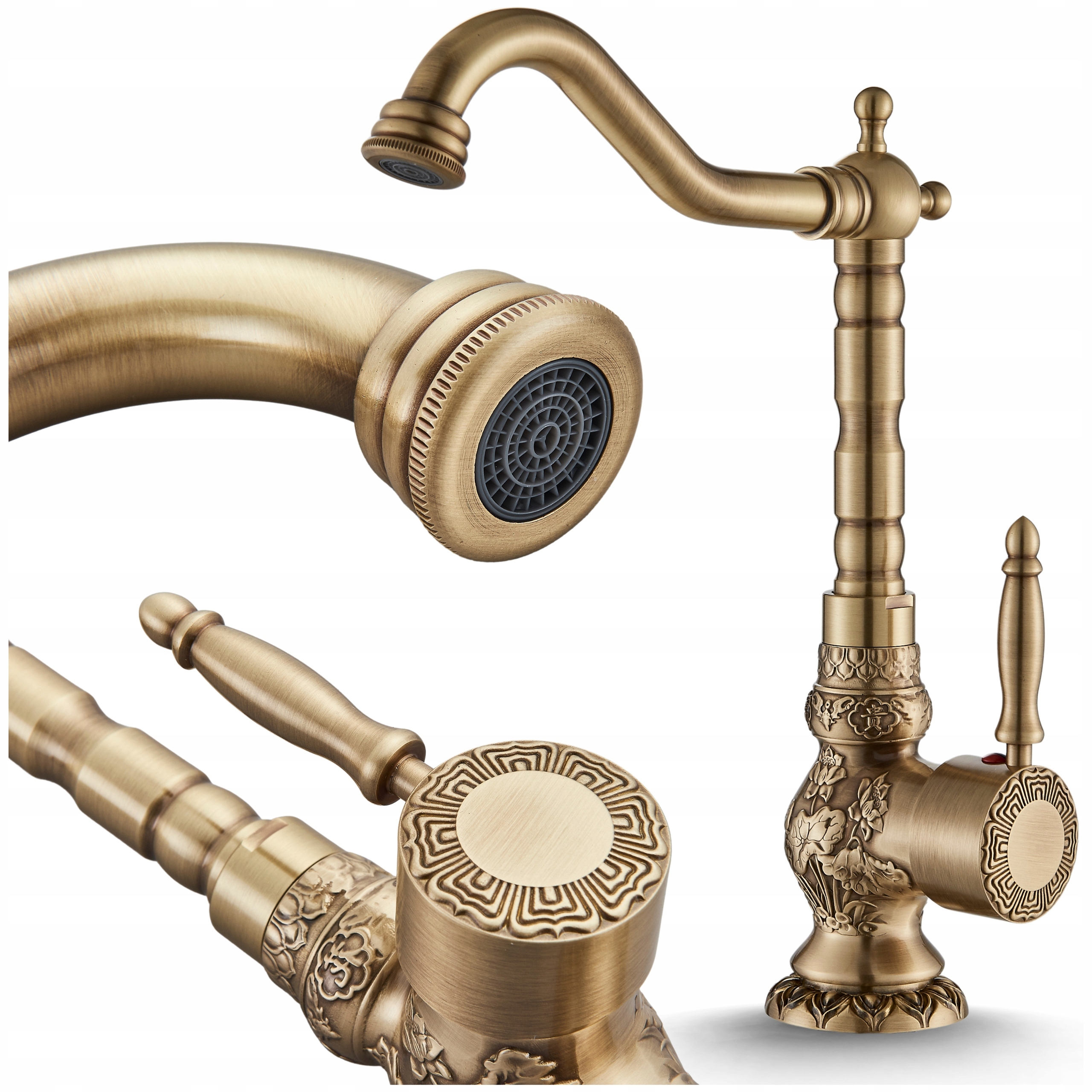 Umyvadlová Stojánková Baterie Retro Otočný Výtokové Ramínko Baterie Mosaz Zlatá Ari