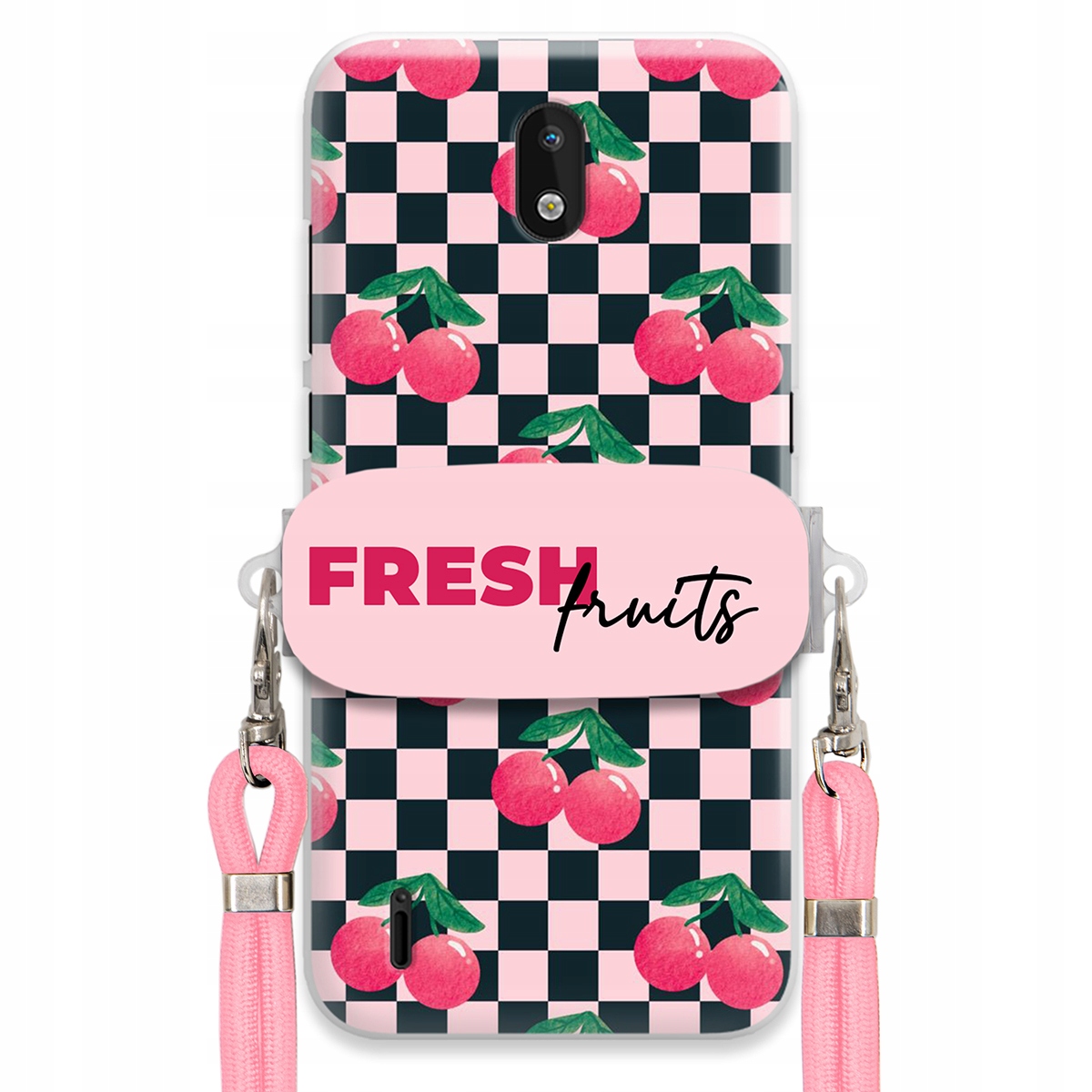 Puzdro pre Nokia 1.3 Vodítko Pink Crossbody+ Funkčný držiak Fresh Fruits