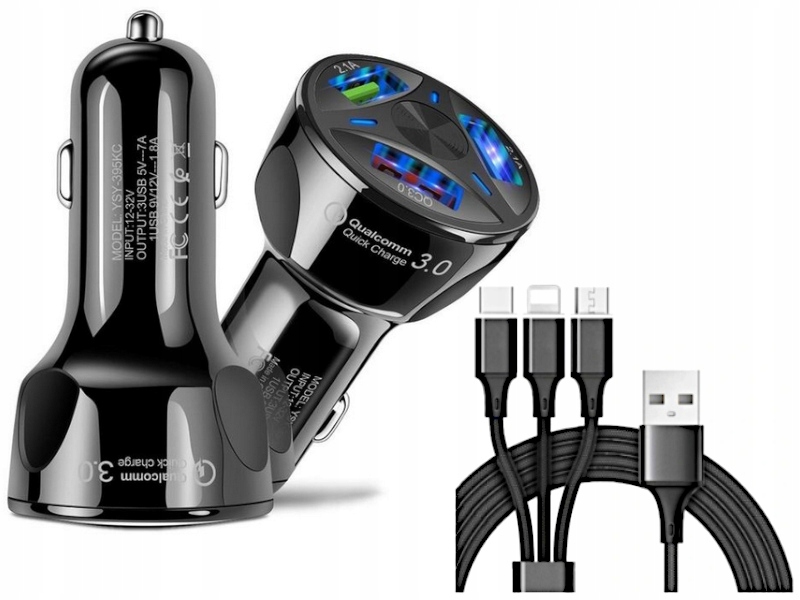 

Ładowarka Adapter Wtyczka do Zapalniczki 3xUSB Qc