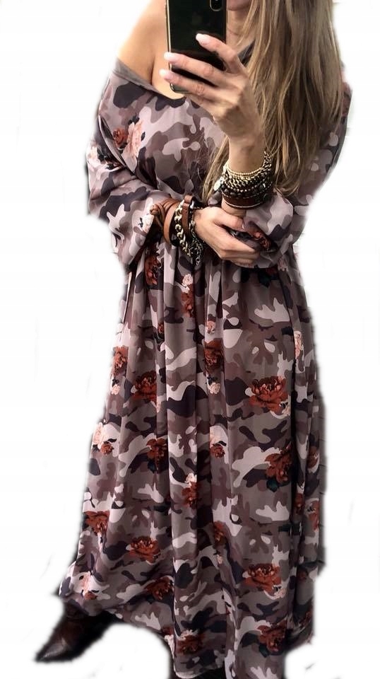 šaty maskáčový dlouhé volné maxi By O La La 36 S