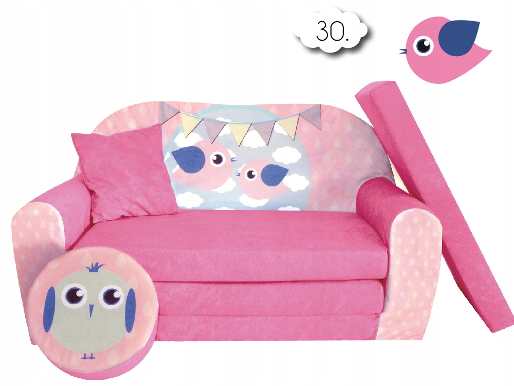 

Pokrowiec do Sofy kanapy dla dzieci Bird Pink