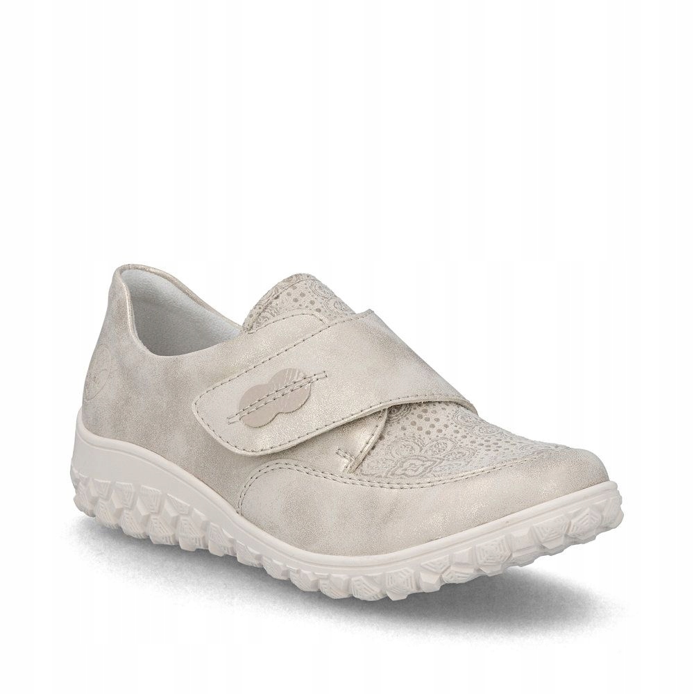 Rieker półbuty damskie na Szerszą stopę Haluksy zdrowotne na rzepy Beżowe