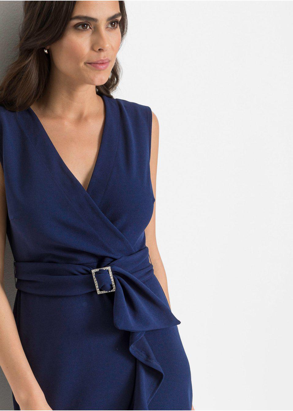 SUKIENKA GRANATOWA KOPERTOWA BONPRIX 44 Cechy dodatkowe falbana