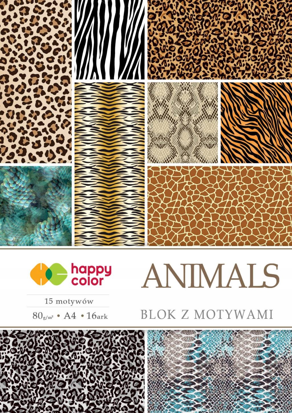 

Blok Happy Color A4 80g 15 ark z motywami Animals