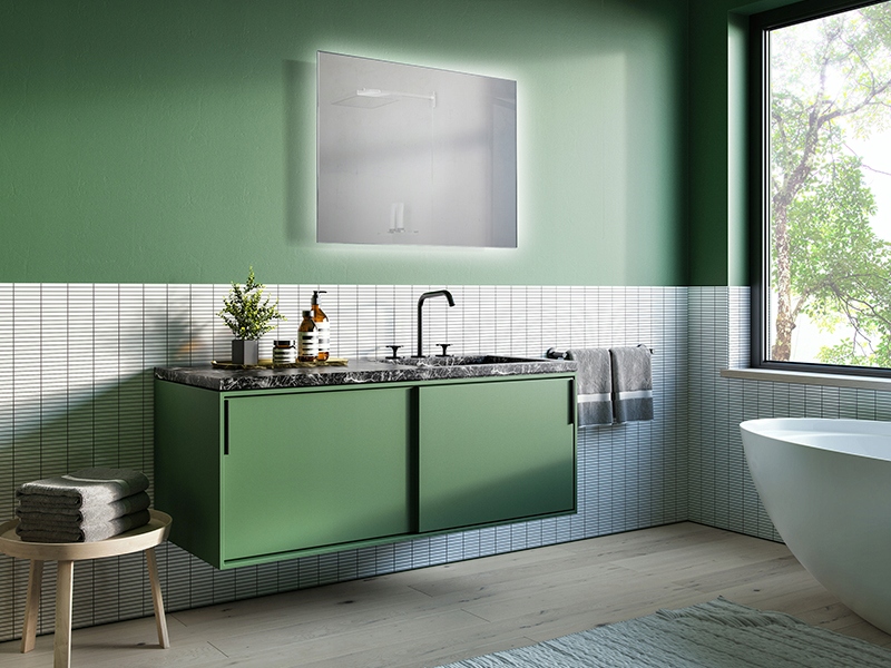 LUSTRO ŁAZIENKOWE OŚWIETLENIE SHINE LED RUKE 80X60 Szerokość 800 mm