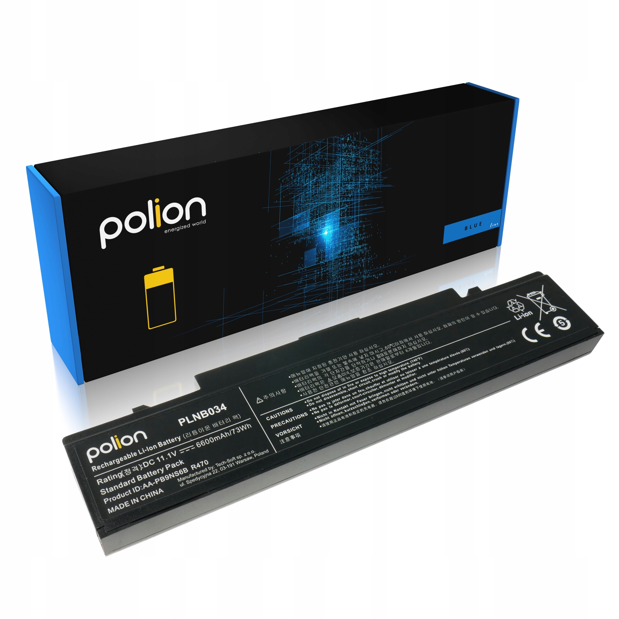 Bateria AA-PB9NC6B do SAMSUNG R519 R520 R530 R540 R590 R780 6600mAh Duża