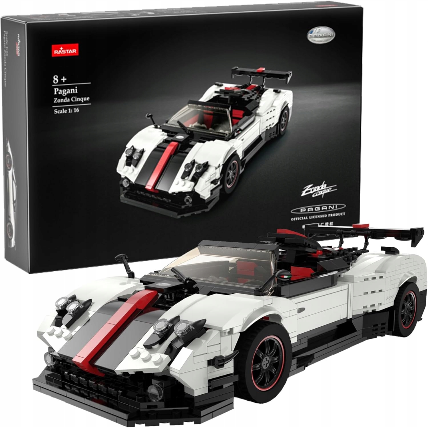 Rastar Pagani Zonda Cinque Biały Klocki 1024szt 1:16 Nowy Zestaw 98200