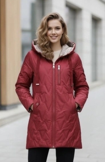 Asymetrická Bunda Kapuce B8592 C.czerw S (36)