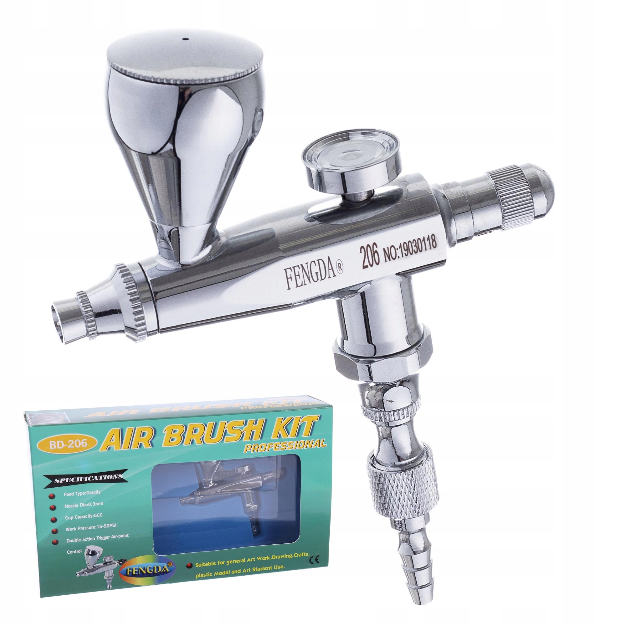 Kovový Airbrush BD-206 0,5 MM S Krátkým Tělem, Lehké A Pohodlné Držení