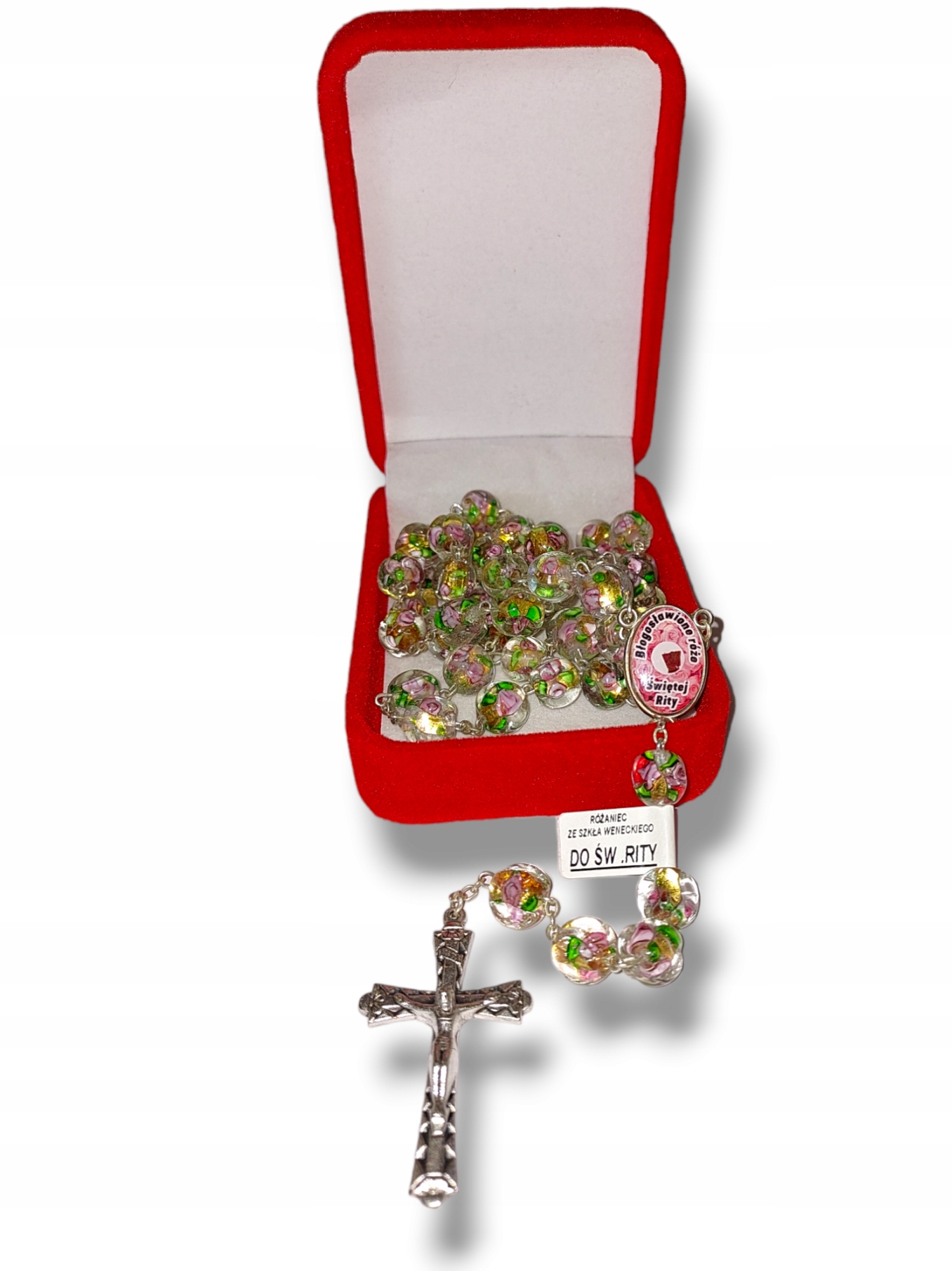 Różaniec Św. Rity szkło - cały, czerwony • Cena, Opinie • Różańce ...