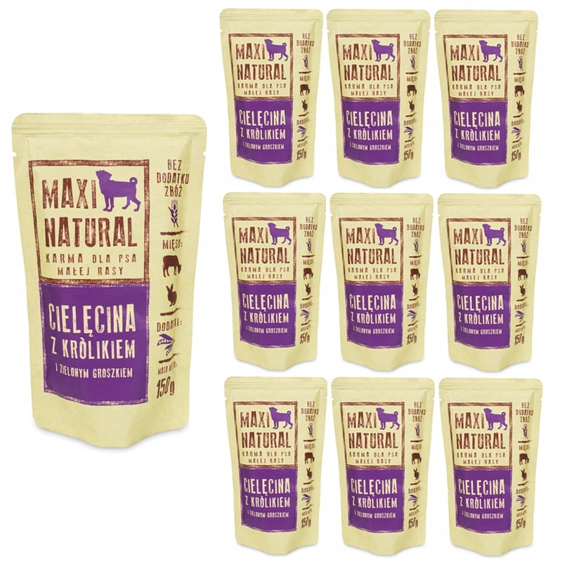 Levně Maxi Natural Krmivo pro psy Telecí s králíkem 10x150 g