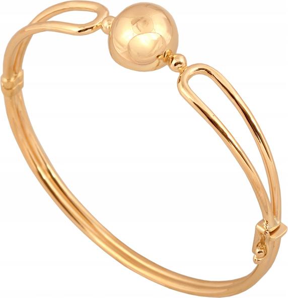 Zlatý náramek 585, tuhý, hladký s polokoulí 9,2 g, ideální jako dárek