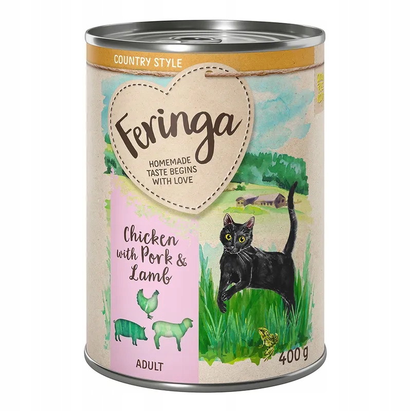 Vlhké Krmivo Feringa Country Style Menu Příchuť Pork Kuřecí lamb 400g 24ks