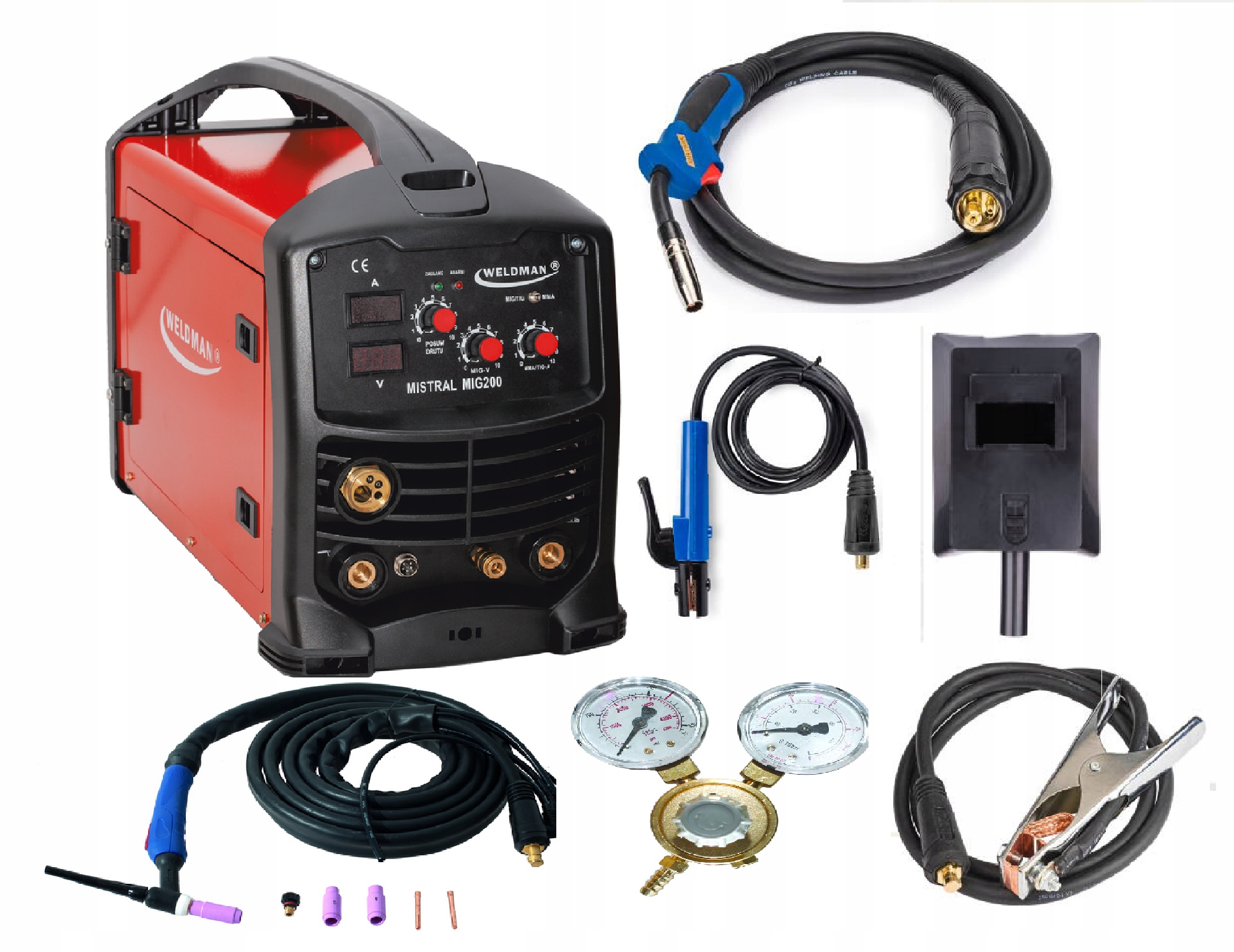 PÓŁAUTOMAT MISTRAL MIG200 MIGMAG+TIG+MMA 3W1 230V