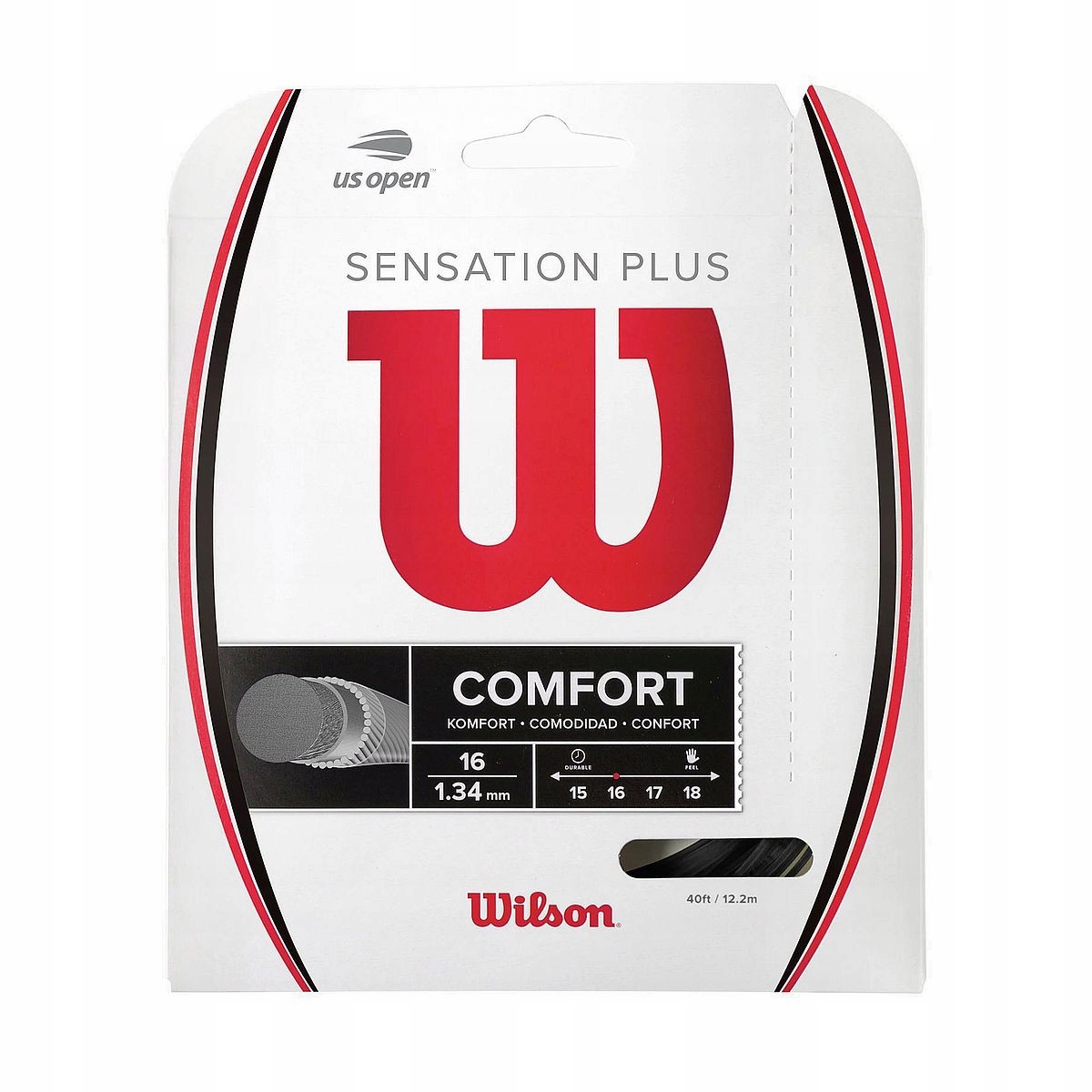 Naciąg do tenisa Wilson Sensation Plus Czarny 1,34 mm 12,2 m