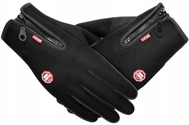 RĘKAWICZKI SPORTOWE WODOODPORNE DOTYKOWE ROWEROWE Kolor czarny