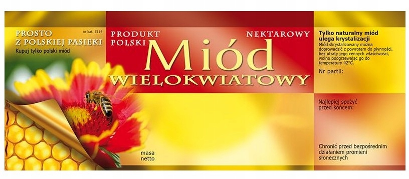 

Etykieta duża miód Wielokwiatowy 100szt etykiety