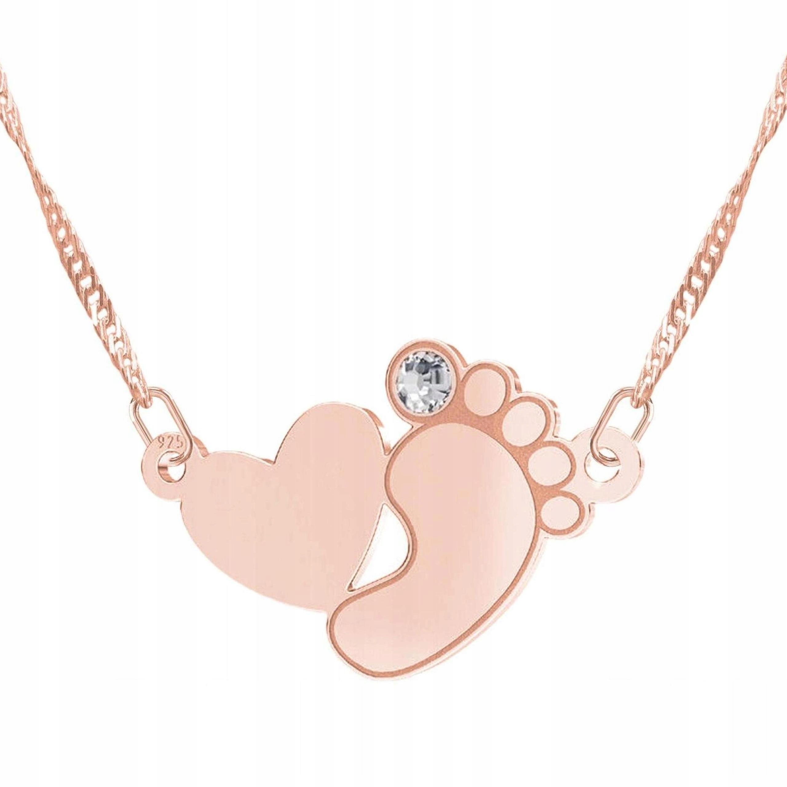Pozlacený náhrdelník s dětskou nohou, srdcem a dětskou nohou, srdce Stříbro 925