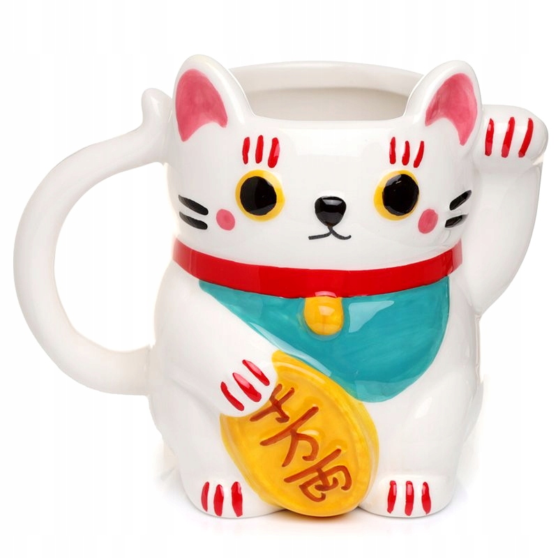 

Kubek ceramiczny Maneki Neko Kot Szczęścia biały