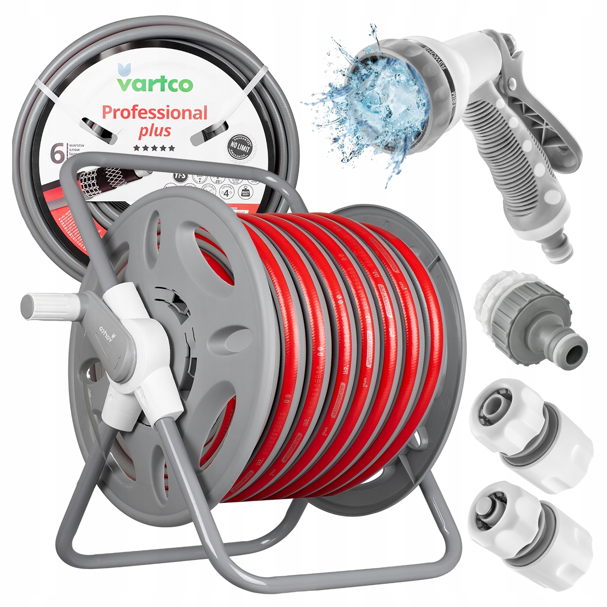 Hadice 20 m 1/2" 30 Bar Navíječ 3X Spojky Pistole Set Na Zahradu