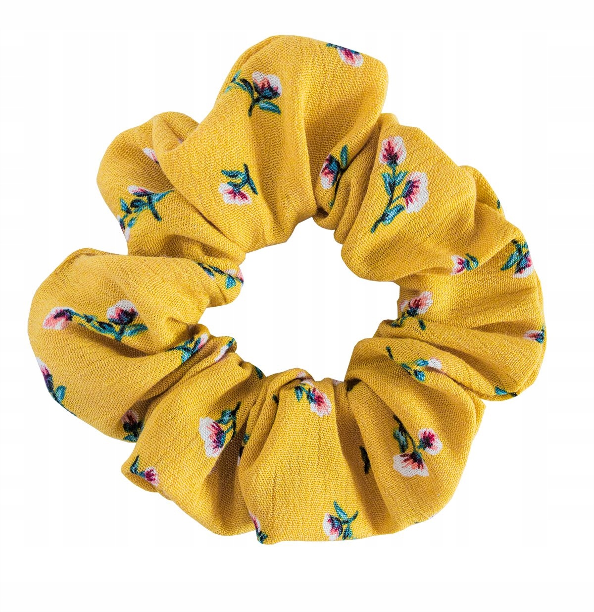 

Gumka frotka do włosów scrunchies żółta w kwiaty