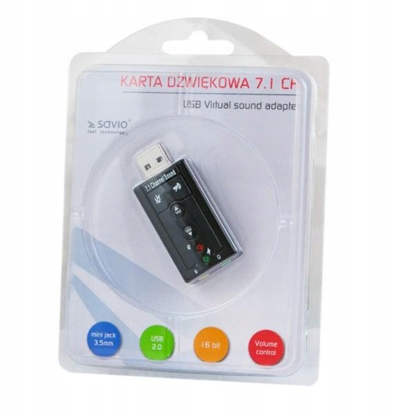 Karta dźwiękowe Savio ak-01 Zewnętrzna Usb 2.0