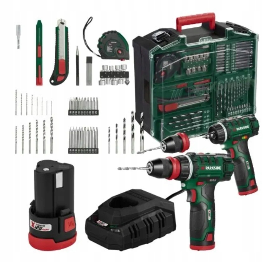 Wkrętarka Parkside zasilanie akumulatorowe 12 V Pbsa 12 E4 akc 2x aku