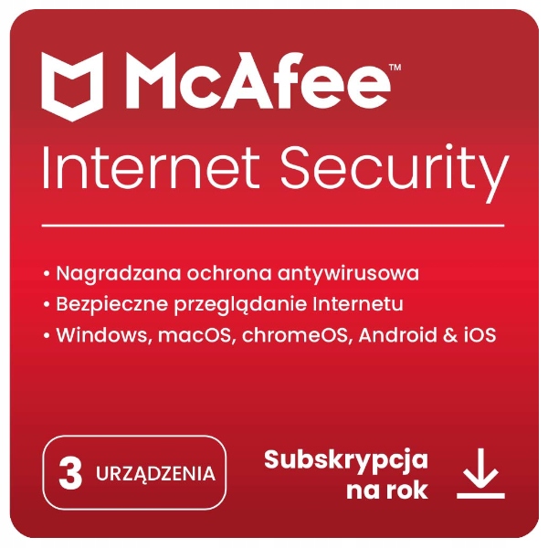 McAfee Internet Security 2024 3 st. / 12 miesięcy ESD