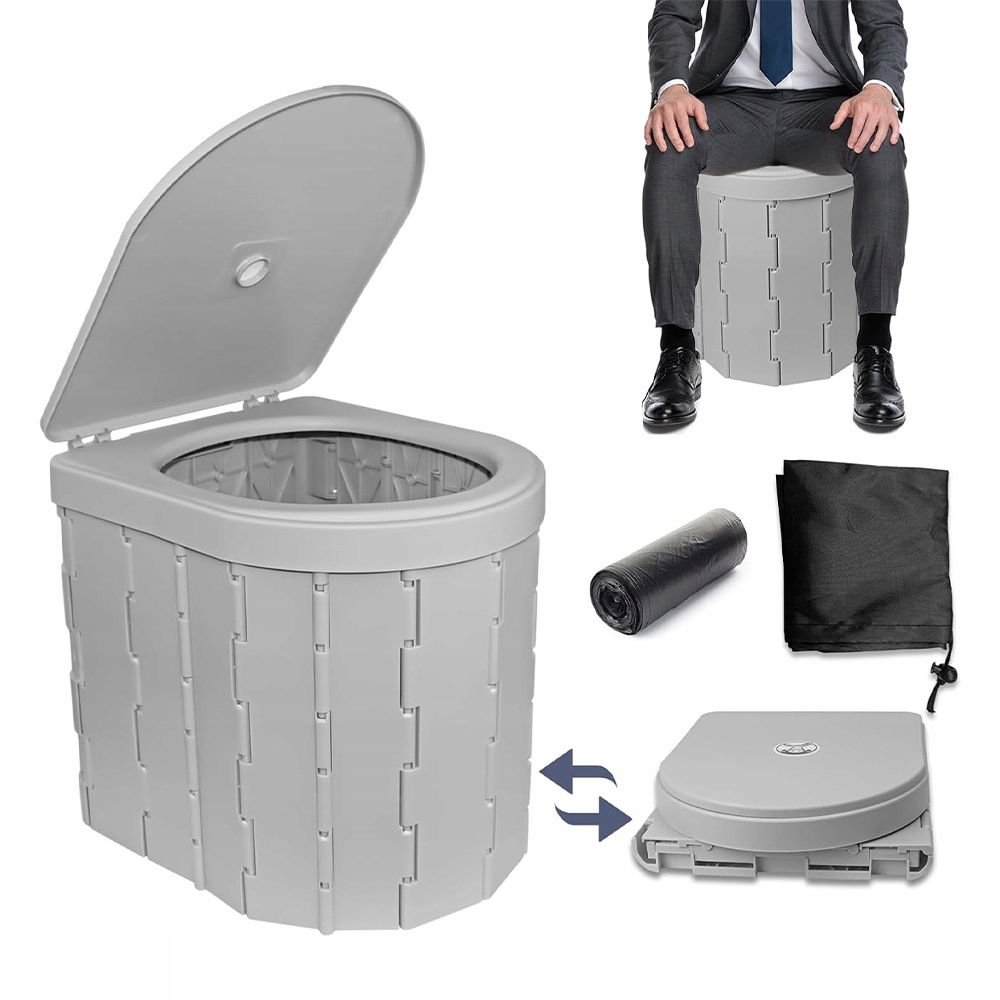 Automobilová Toaleta Foldovaná Abs 15 Utěrek Šedá Batoh Kemping