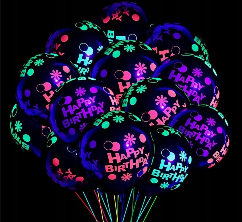 Balony neonowe UV Happy Birthday 25 cm – zestaw 100 szt. – Balony neonowe UV Happy Birthday – zestaw 100 szt.