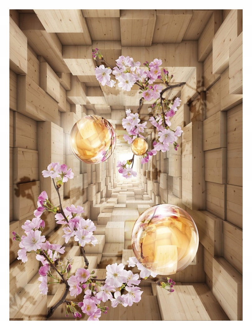 Fototapeta Tunel Sakura Zlaté sféry Vinylová perspektiva 184x254 lepidlo