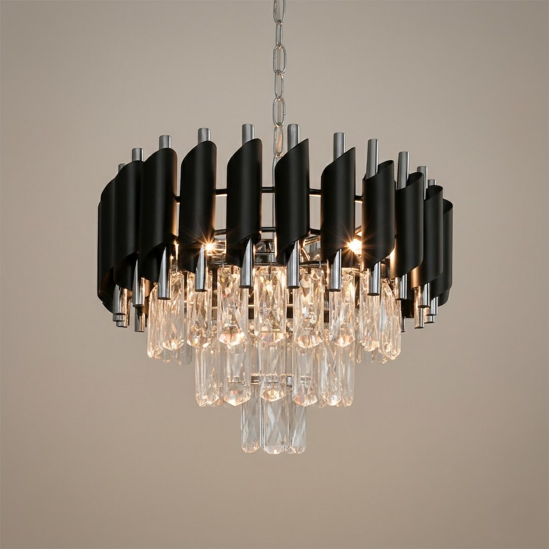 Kryštálový luster Milagro Cristal Čierny Chrom 5xE14 max 10W Led IP20