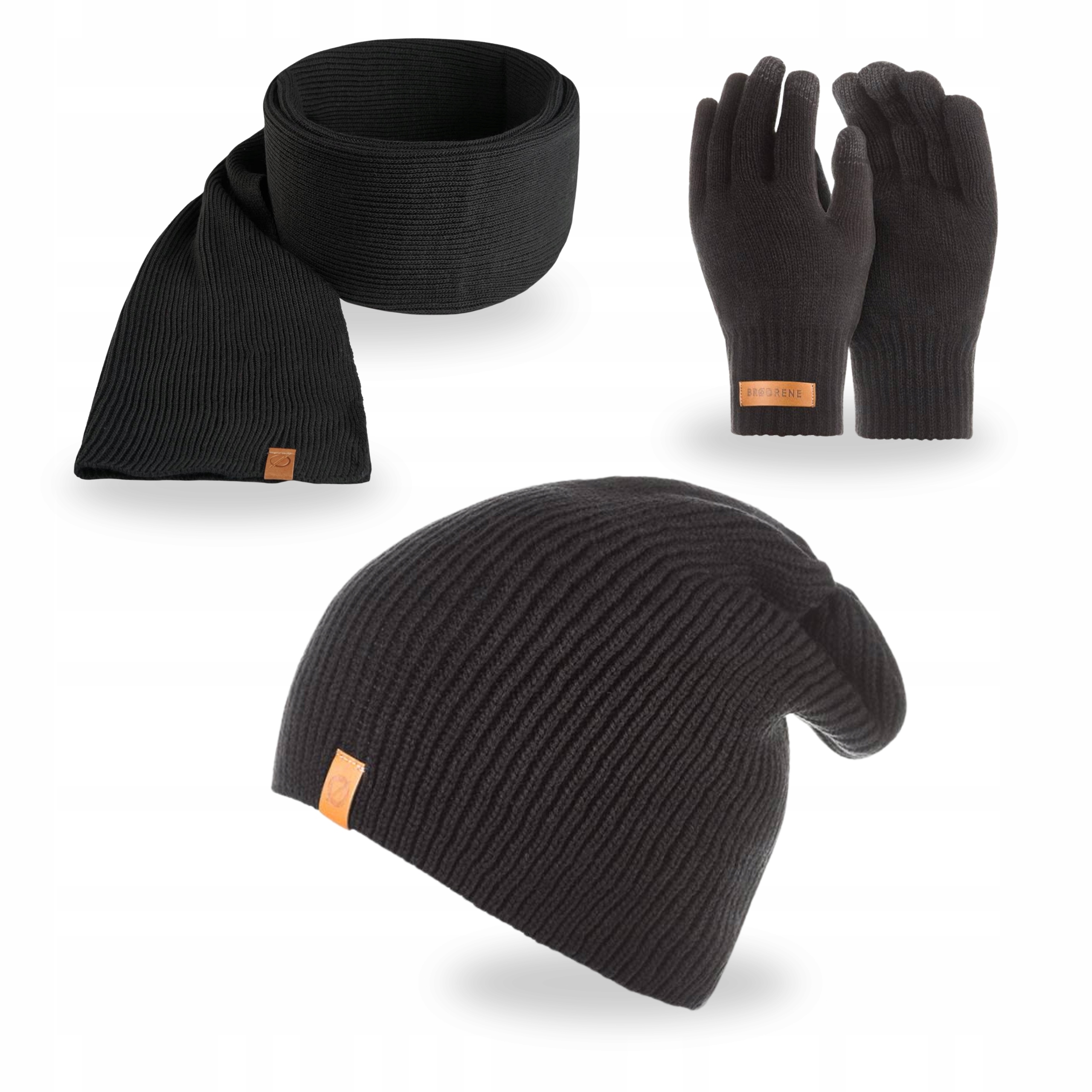 Čepice Pánská černá Brodrene Šála Dlouhé rukavice pro tablety a chytré telefony