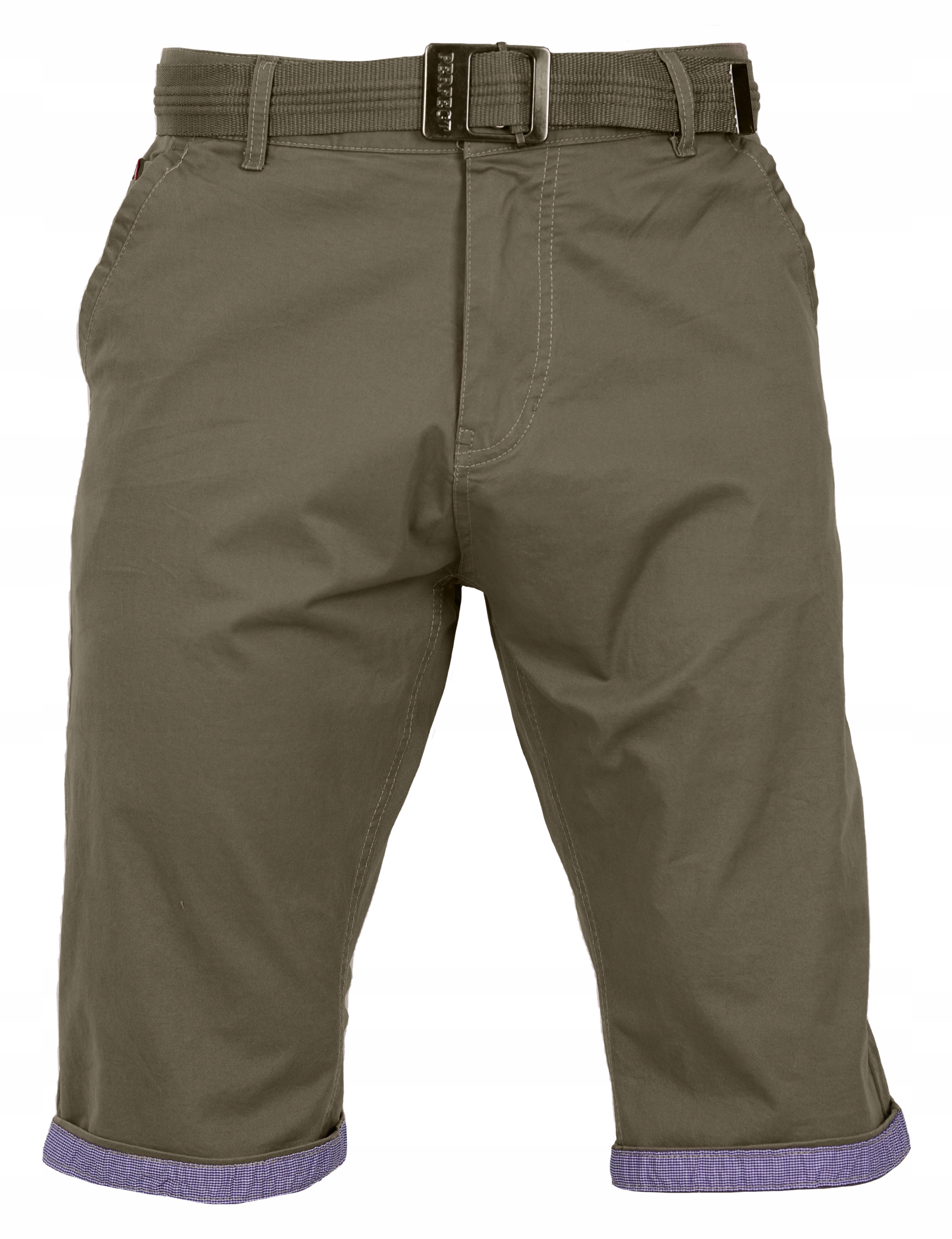 KRÓTKIE SPODENKI MĘSKIE CASUAL SZORTY BAWEŁNIANE Z PASKIEM 3XL Rozmiar 3XL