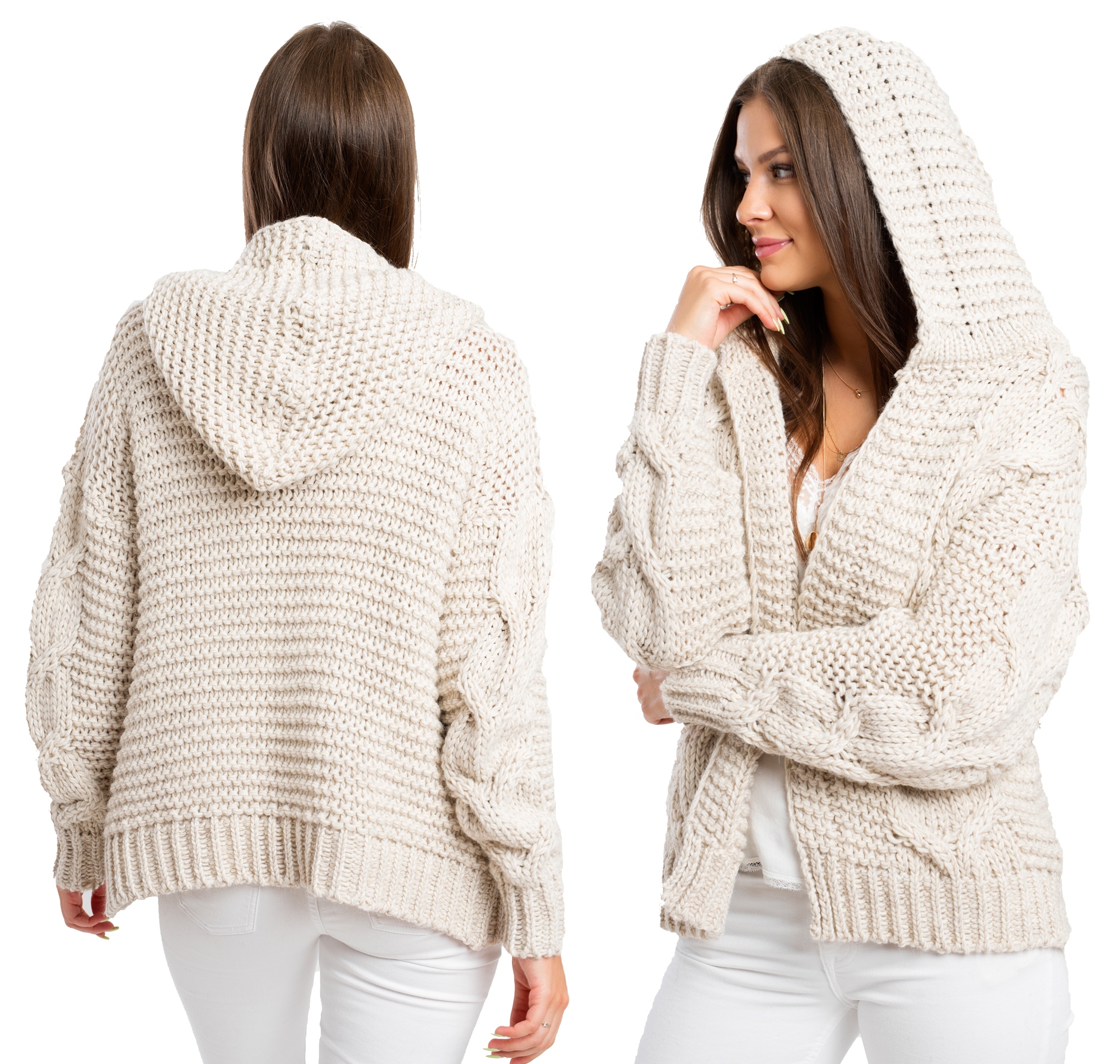 

Carlos Krótki Kardigan Sweter Z Kapturem Wool L/XL