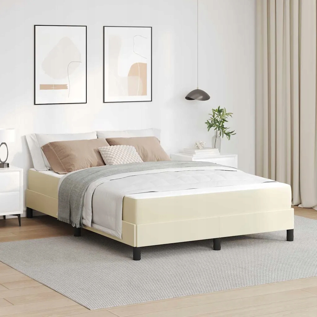 vidaXL Rám postele s matrací Krémová 140 x 190 cm textil