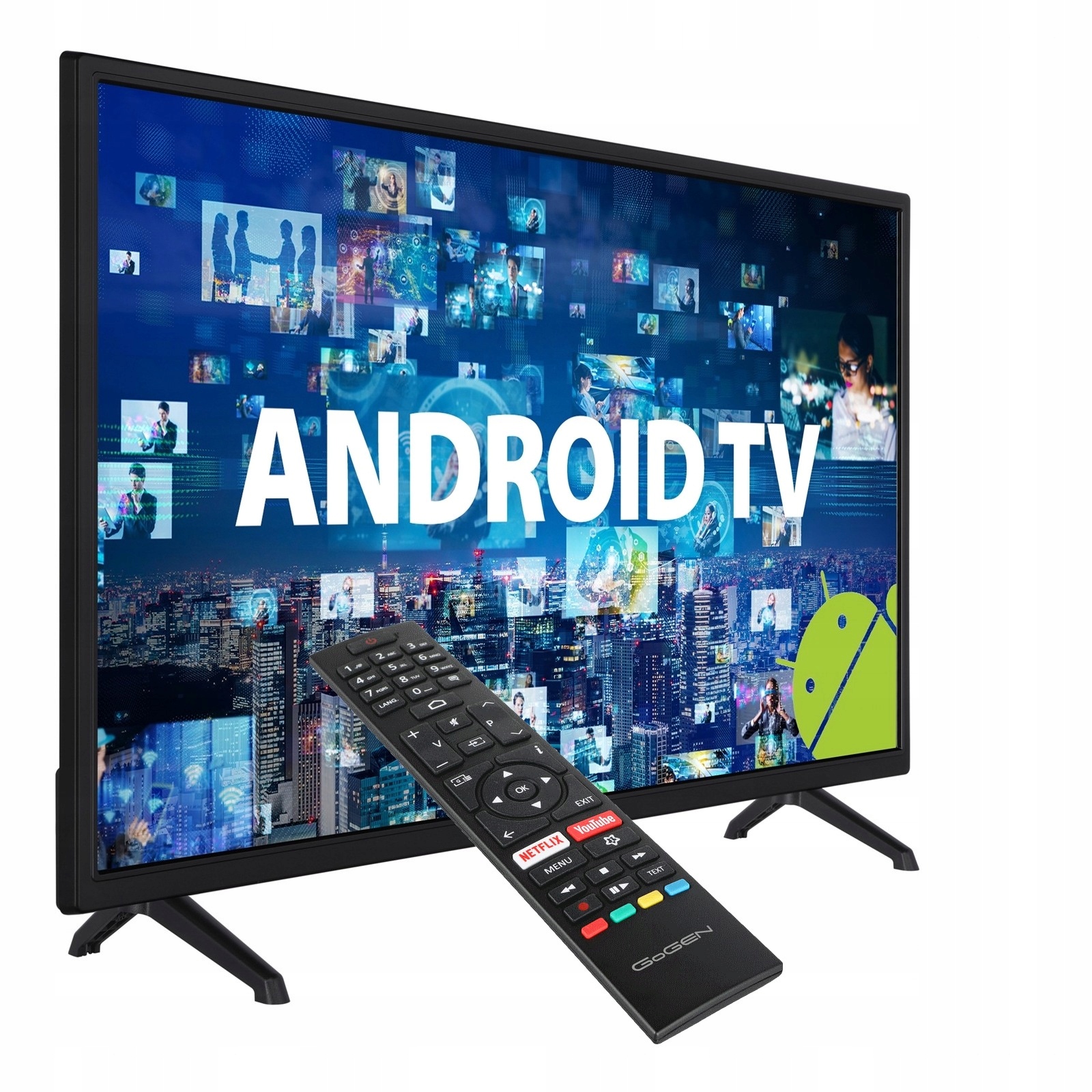 Telewizor Smart Android Tv 24 cale Hd WiFi DVB-T2 Hevc Aplikacje Netflix
