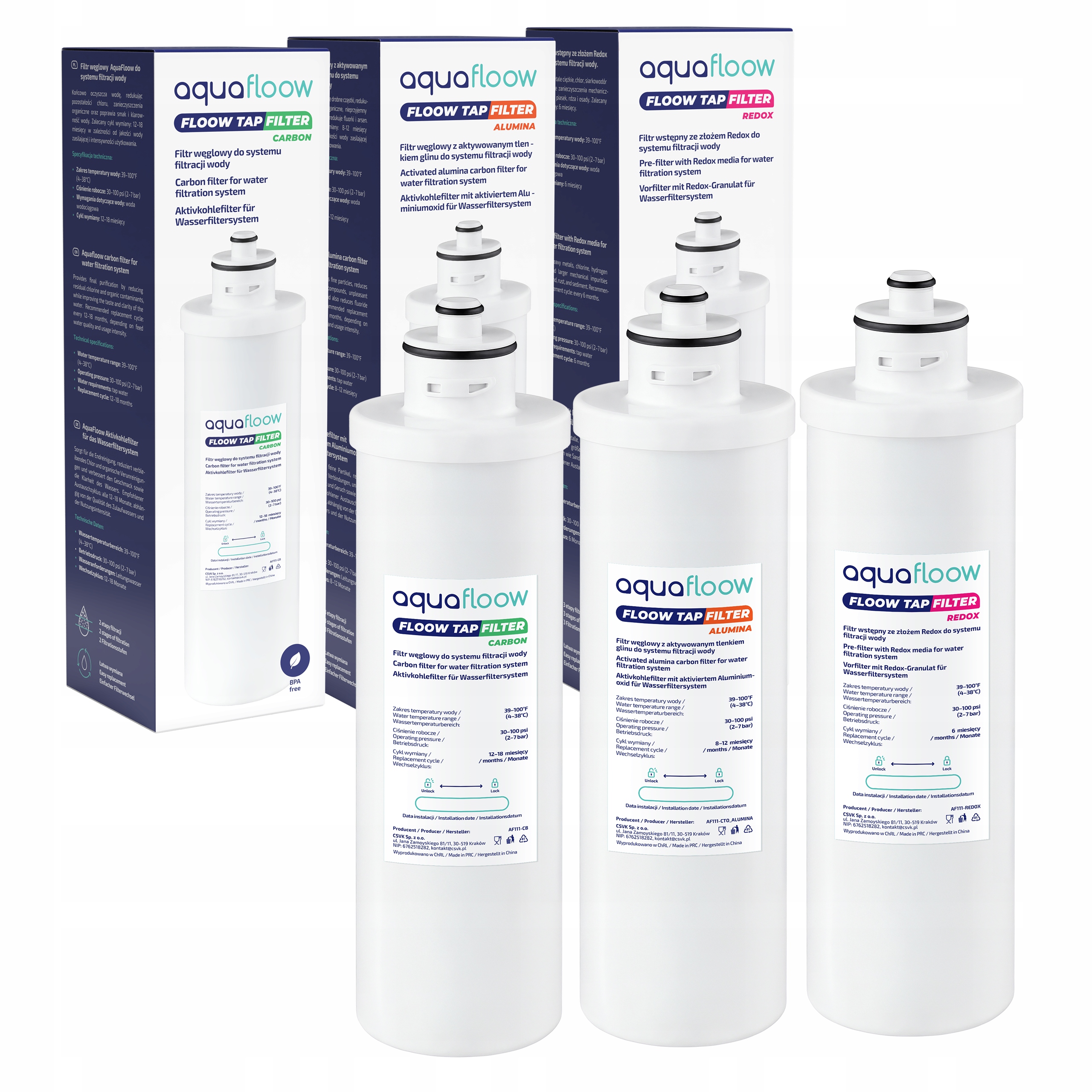 AquaFloow 3x filtr do wody pod zlew do systemu filtrującego AquaFloow