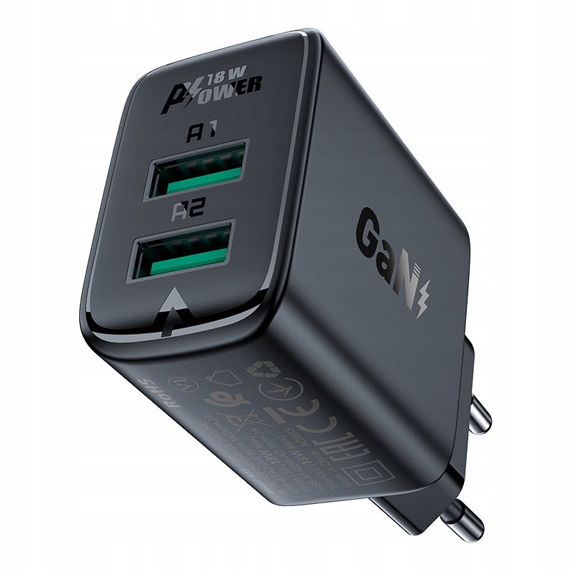 

Acefast Szybka Ładowarka Sieciowa 2x Usb 18W QC3.0