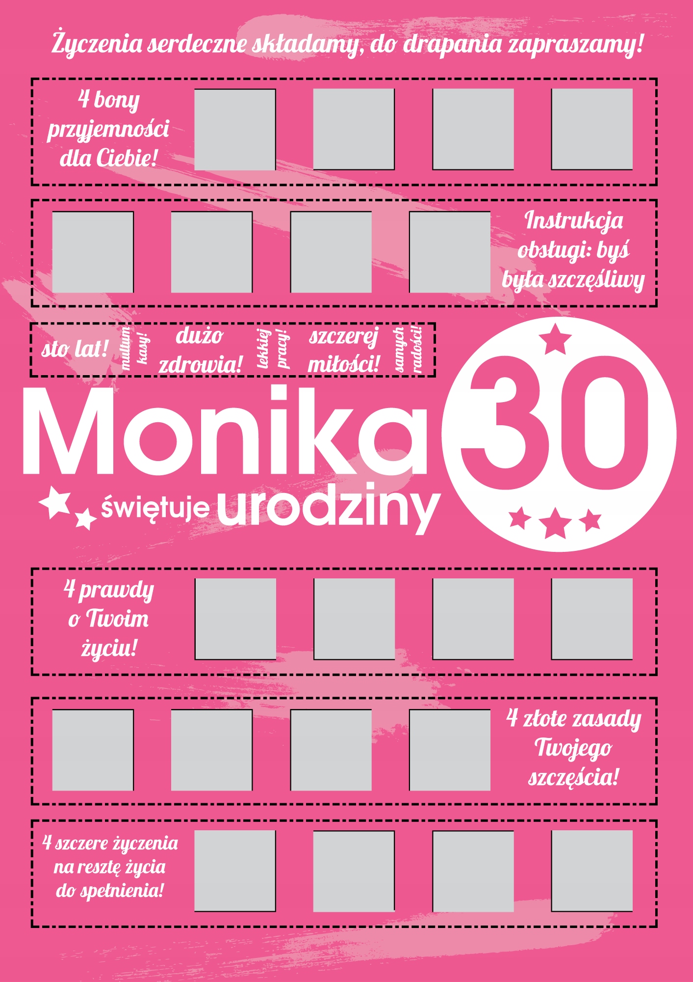 

Urodziny Kartka Zdrapka kobiety 30 40 50