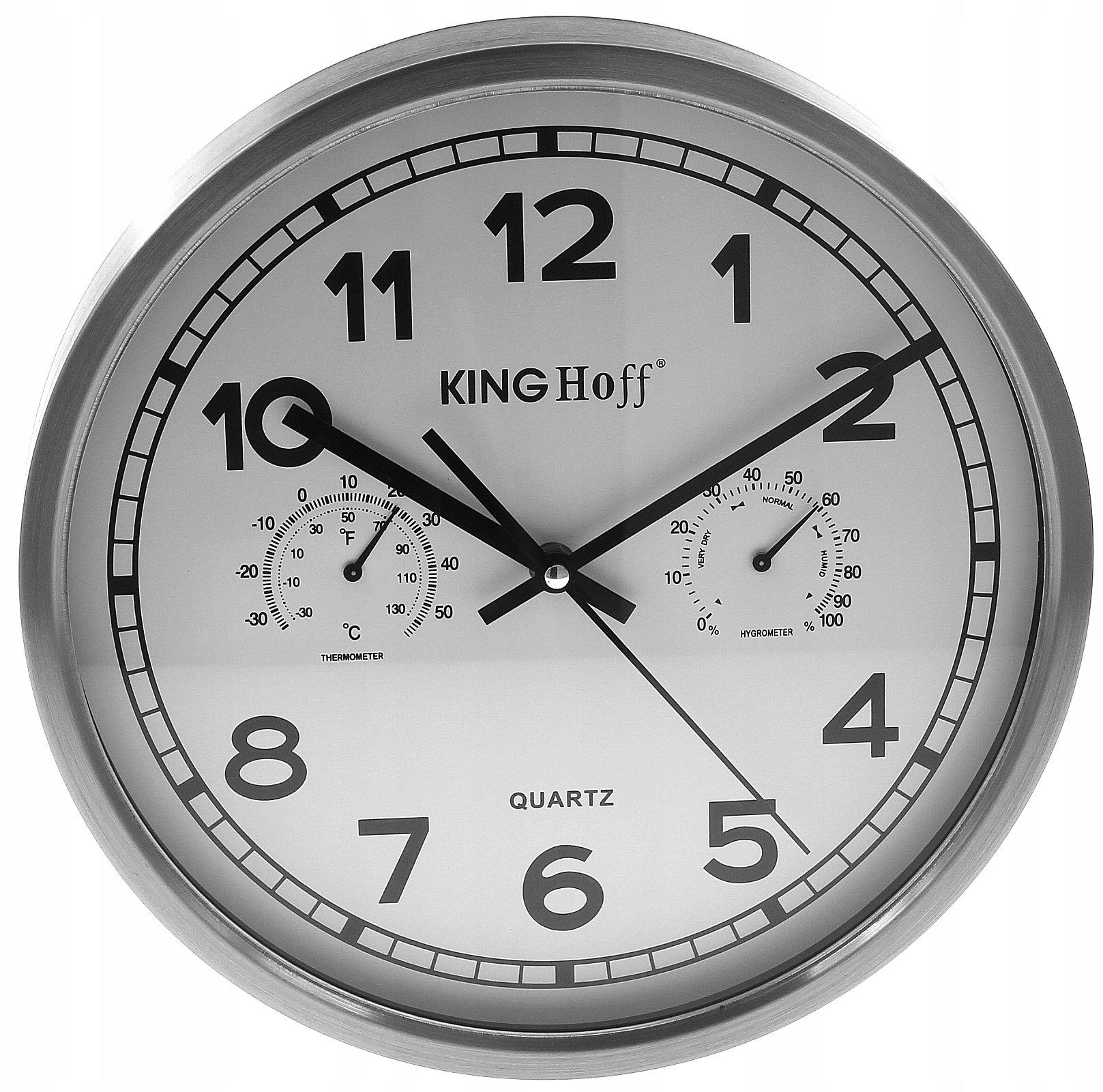 Zegar ścienny Kinghoff srebrny 30cm