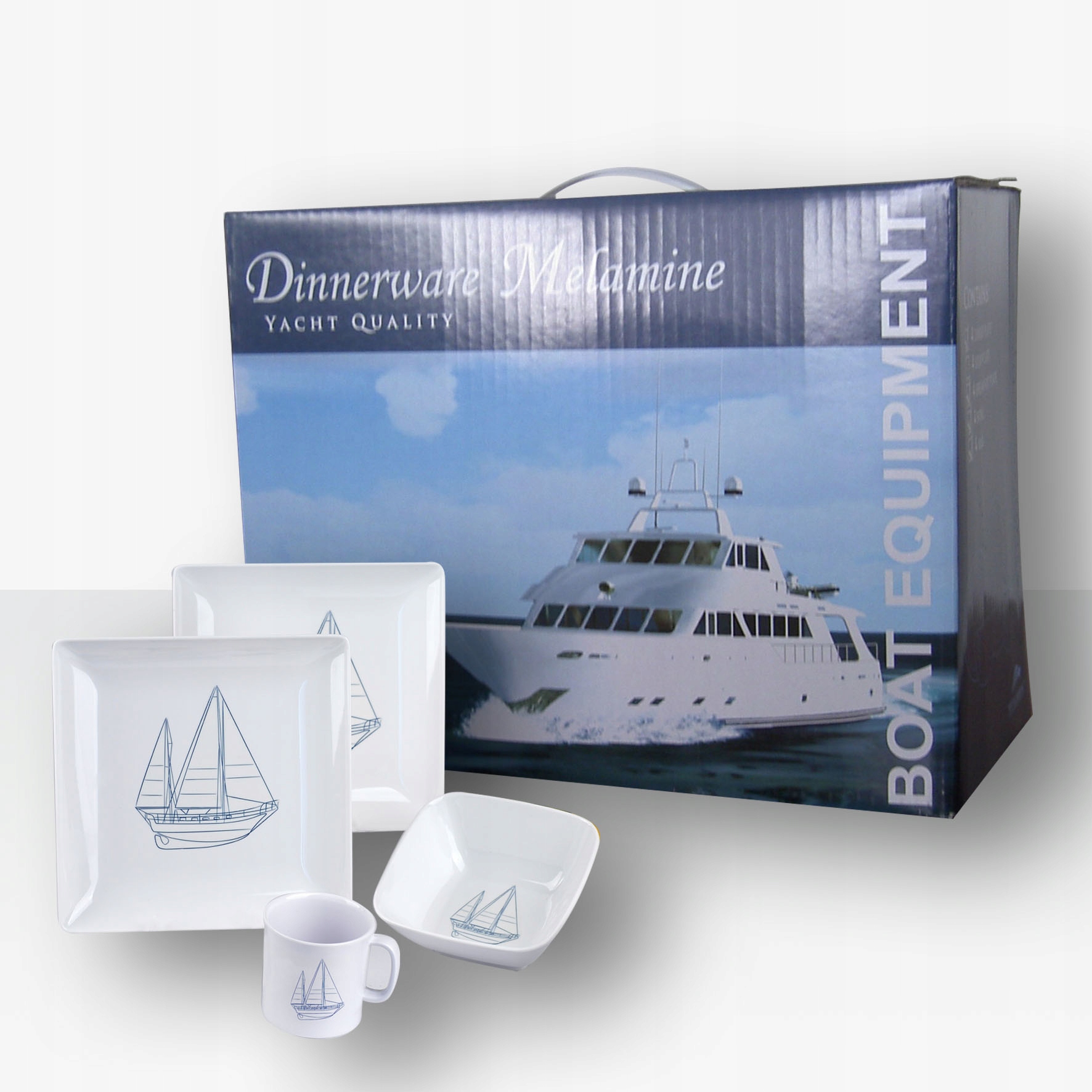 NACZYNIA Z MELAMINY Z ŻAGLÓWKĄ KPL. 16szt - 04739 Rodzaj inny